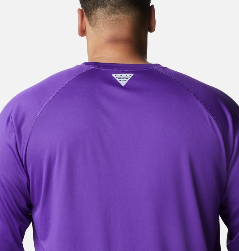 Columbia Collegiate PFG Terminal Tackle Long Sleeve - LSU Gensere Herre Lilla | Plus Size 01872P